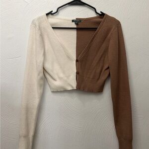 Two-Tone Cropped Cardigan -
